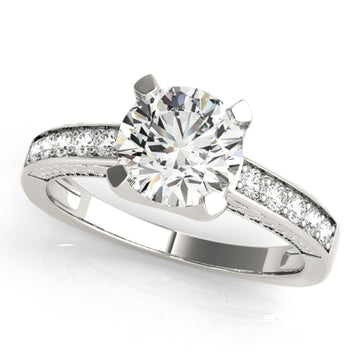 Silver Single Row Engagement Ring Channel Set